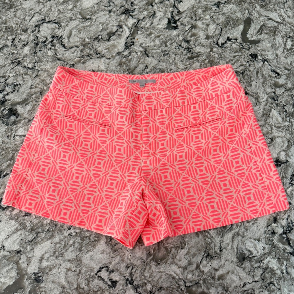 GAP Hot Pink Geometric Print Plain Front Cotton Shorts Size 4 Inseam 3 1/2"